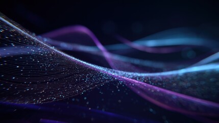 Abstract Digital Waveform Background with Glowing Particles for Tech Presentations and Website Design