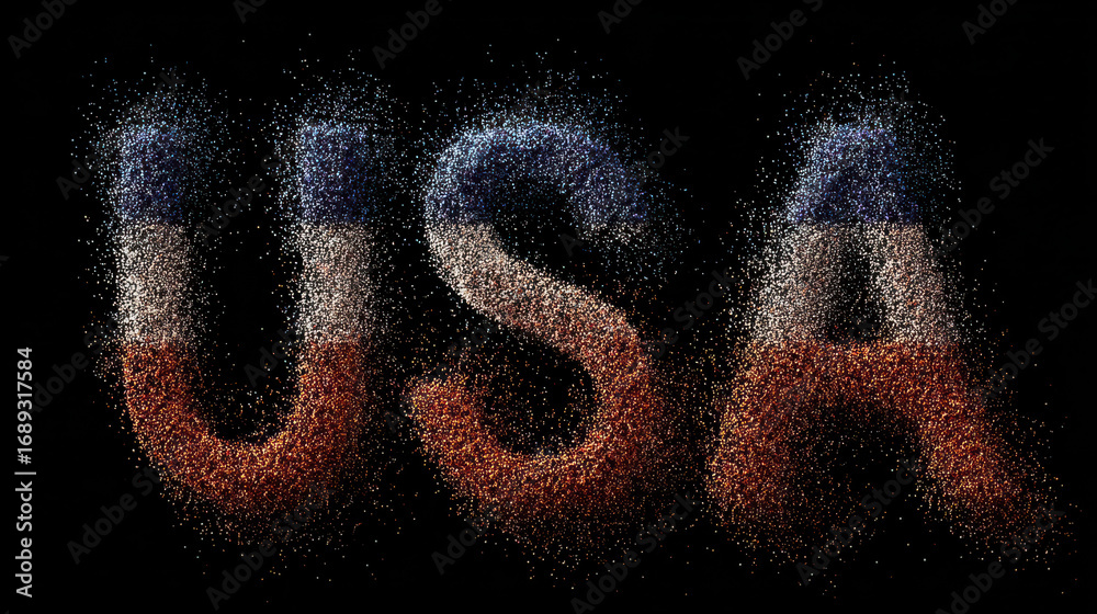 Particle Lettering Dynamic Particle Art of USA Lettering Depicting National Pride and ...