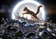 © Ilham - Squirrel's aquatic leap against radiant halo with dynamic water splash