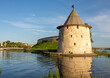 View of the Pskov Kremlin (Krom) and the confluence of the rivers Pskov and Velikaya, Pskov, Russia