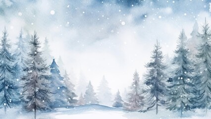 Canvas Print - serene winter forest landscape, desktop wallpaper