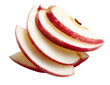 © Onyx - Sliced red apple, close-up.  Layered apple slices with vibrant red edges and pale white interior