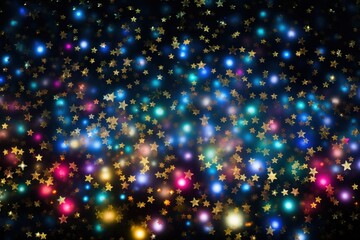 Wall Mural - colorful star shape shape pattern in bokeh effect background light backgrounds outdoors.