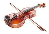 Violin with bow,  angled view