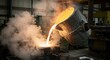 © Farhan - Molten metal being poured into a mold at a foundry.