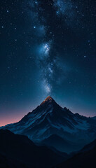 Wall Mural - dark mountain peak beneath starry milky way night