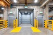 © Lubos Chlubny - Large industrial freight elevator and two service elevators in warehouse