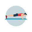 © GenMotion - Man performing a plank exercise on a blue mat, focused on core strength and fitness
