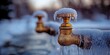 © Artem - A brass faucet heavily coated in ice and snow, showcasing a harsh winter scene.