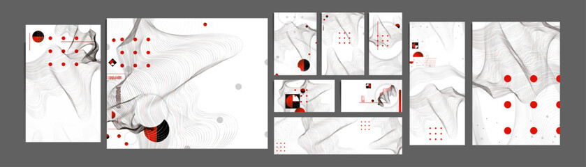 Wall Mural - Poster design Japanese style templates set invitations to lines abstract background for book cover texture brochure