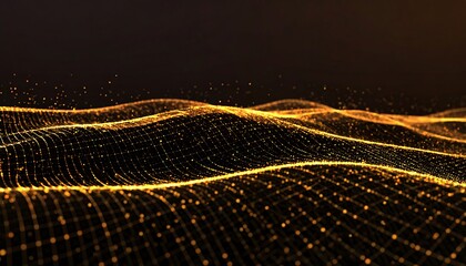 Abstract golden wave pattern on dark background