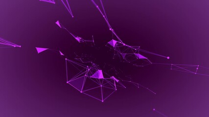 Wall Mural - plexus lines and dots connection motion. Digital technology, network connection futuristic visualization. Plexus background of glowing lines. Abstract technology, science, engineering. 4k.
