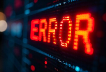 glitch error design with binary code and red digital warning. modern abstract background symbolizing