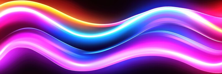 Wall Mural - Vibrant Abstract Waves of Colorful Light Flowing Across a Smooth Surface in Spectrum of Blue, Pink, Orange, and Purple Hues in a Digital Artwork