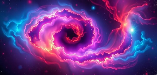 Wall Mural - Abstract swirling nebula with vibrant cosmic dust and glowing stars,  glow,  universe