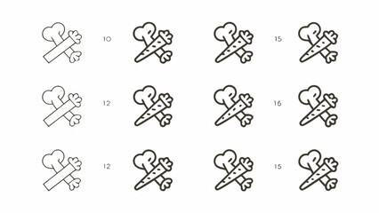 Wall Mural - Illustration showing multiple bone and carrot crossed icons in a grid pattern on a white background
