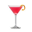 © Naqeeb - Photo of a pink cosmopolitan cocktail in a martini glass with an orange peel garnish, isolated on a transparent background