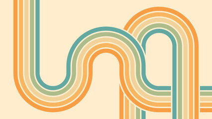 Wall Mural - abstract background of rainbow groovy wavy line design in 1970s hippie retro style. vector pattern r