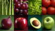 © visoot - Asparagus grape lettuce tomato pear apple avocado green apple fresh healthy vibrant colorful food nutrition