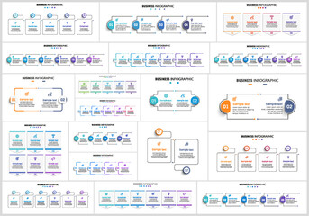 Wall Mural - big collection of business infographic design template with options, steps or processes. can be used
