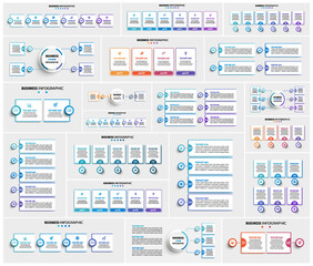 Wall Mural - big collection of business infographic design template with options, steps or processes. can be used