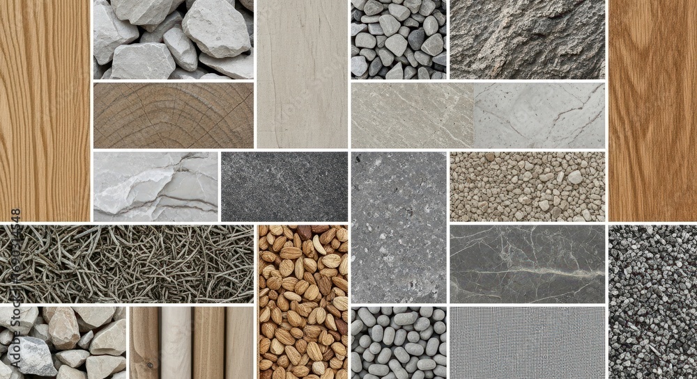 Textural Items Texture Collection Collage: A meticulously curated collage showcases a ...