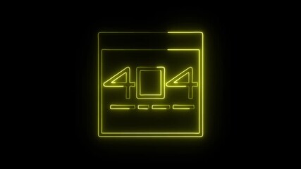 404 Error Icon Animation with Glowing Lines on Black Background
