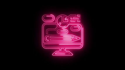 Web Design Icon Animation with Glowing Lines on Black Background