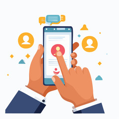 Hands Using Smartphone For Digital Profile