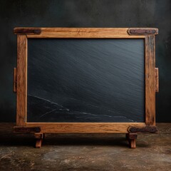 a portable slate board with a wooden frame on a flat surface.