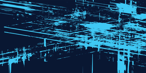 A striking digital artwork displays light blue geometric patterns and lines against a deep navy backdrop, creating a dynamic and modern abstract composition, perfect for digital use