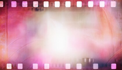 Wall Mural - vintage film strip frame with faded pink purple gradient light leak texture for retro wallpaper or creative banner background
