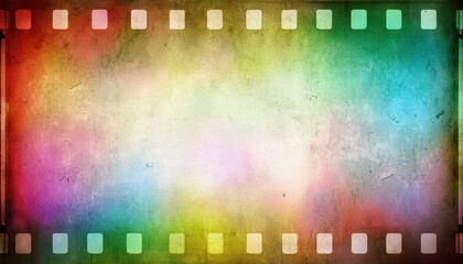 Wall Mural - colorful vintage film frame with textured rainbow gradient background and retro cinematic border ideal for wallpaper or banner design