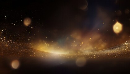 Wall Mural - luxurious golden light wave with glowing spark particles on dark background creating elegant festive backdrop for banner or digital wallpaper