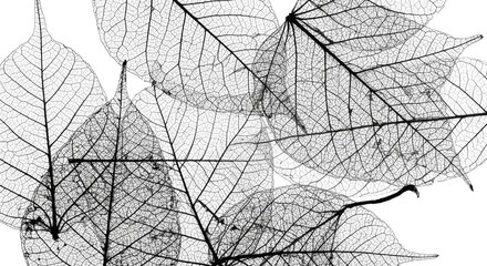 Skeleton Leaves Texture, Black and White Leaf Pattern skeleton leaf monochrome nature botanical vein veins plant detail background