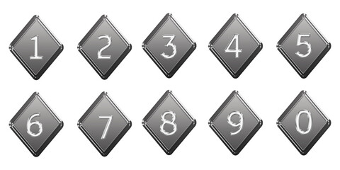 vector illustration of Shiny Silver triangle numeric , glossy 3D number buttons for design and decoration On transparent background