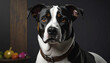 © Rixetons - Black and white dog looking at camera in a studio setting with soft lighting
