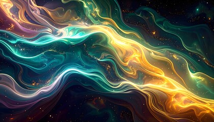 Cosmic Aurora Veil Abstract Holographic Background