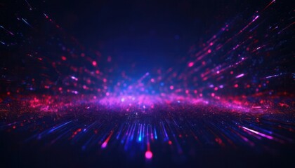 Wall Mural - glowing neon particle wave with vibrant pink and blue light trails on dark futuristic background for wallpaper or banner design