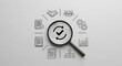 © Shabbir - Business process improvement and compliance audit concept with a magnifying glass examining workflow quality, policy verification, and operational management systems