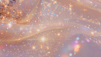 Wall Mural - Abstract sparkling mother-of-pearl background with pearls, wavy with bokeh effect and glittering particles