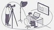 © FC Smooth - Photo Studio Scene Photographer Shooting and Editor Working on Laptop.
