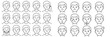© icon_art - Set of male character facial expressions showing various emotions like happy, sad, angry, and surprised in a simple line art style