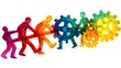© Gatherina - Businesspeople pushing gears forward in teamwork collaboration