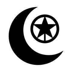 Crescent moon and star with peace vector