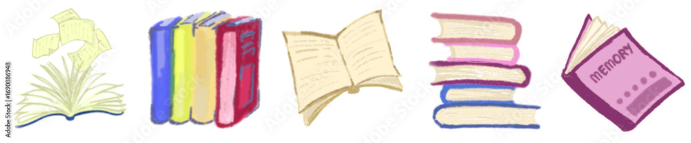 Open Book Clipart Bundle – Hand Drawn Illustrated Books for Education ...