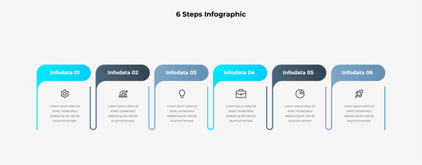 Wall Mural - six steps infographic chart for business or workflow processes