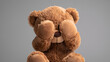 © NASSRI - Child abuse concept. Teddy bear covering eyes, sad stuffed toy symbolizing children violence loneliness, bullying, depression, grief, punishment, stress, victim of domestic conflict, sorrowful despair