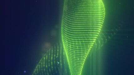 Wall Mural - abstract neon green glowing waves formed by particle lines moving in a digital wave