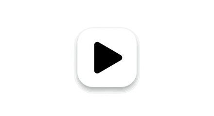 Minimalist play button icon with soft shadow for modern user interfaces